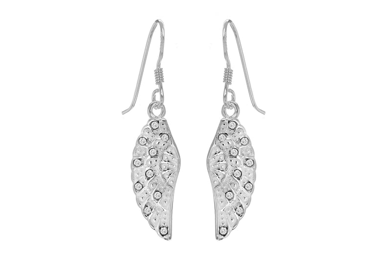 Sterling Silver Zirconia  Wing Drop Earrings