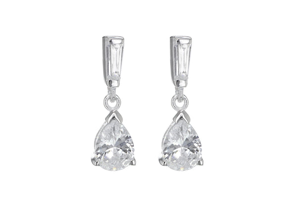 SILVER Zirconia  PEAR DROP EARRing