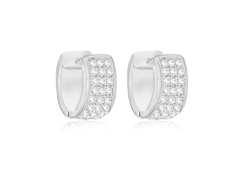 SILVER OVAL WHT Zirconia  HUGGY ER9