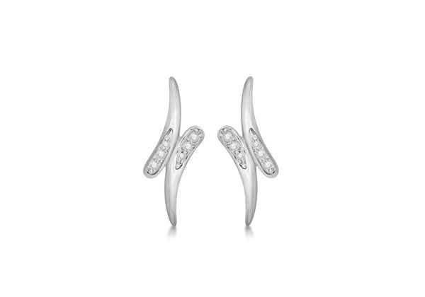 SILVER Zirconia  Cross OVER EARRing