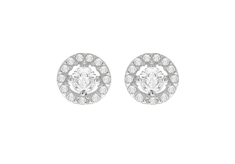 Sterling Silver Round Zirconia  8mm Stud Earrings