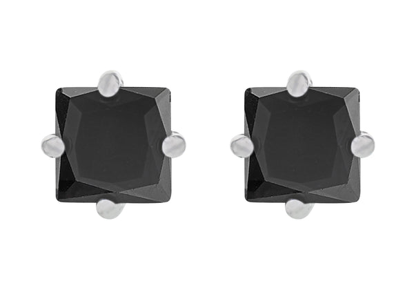 Sterling Silver Black Stone Stud Earrings