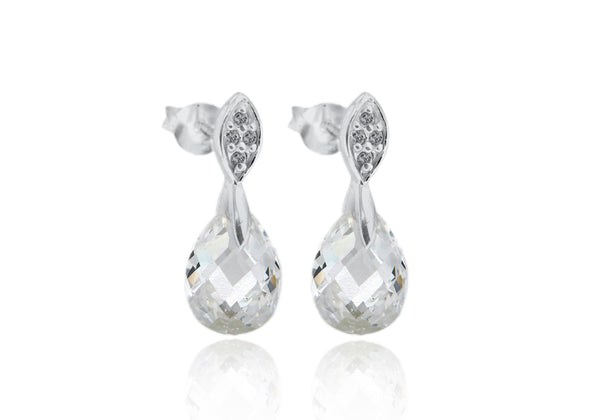 Sterling Silver Zirconia Facet Teardrop Earrings 