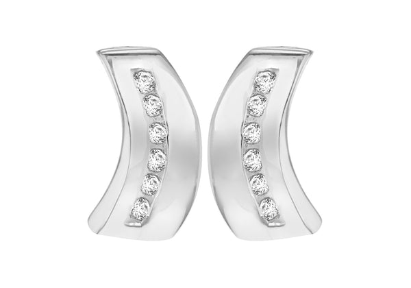 SILVER Zirconia  WAVE STUD EARRing