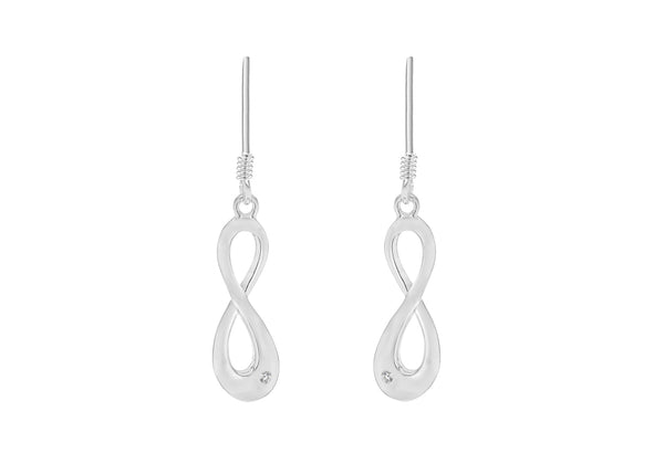 Sterling Silver Figure 8 Zirconia Drop Earrings 