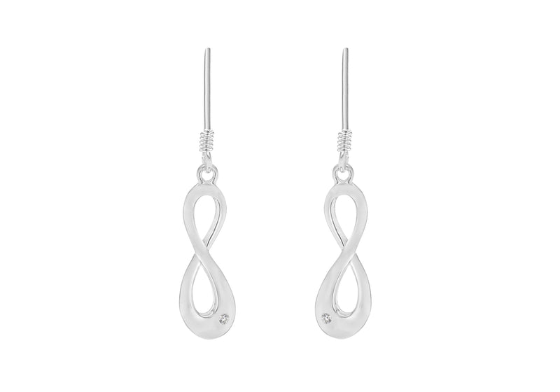 Sterling Silver Figure 8 Zirconia Drop Earrings 