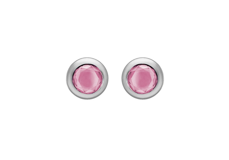 SILVER PINK Zirconia  RUBOVER STUD ER9