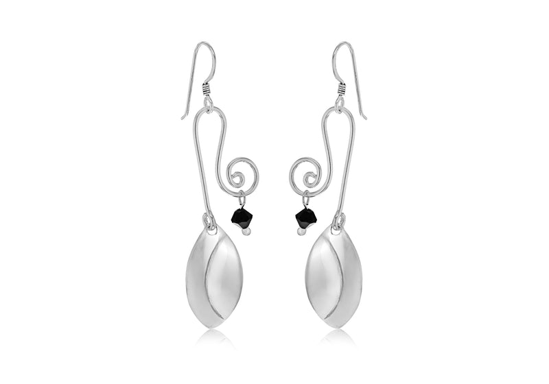 Sterling Silver & Black Onyx Tear SwCircler Earrings