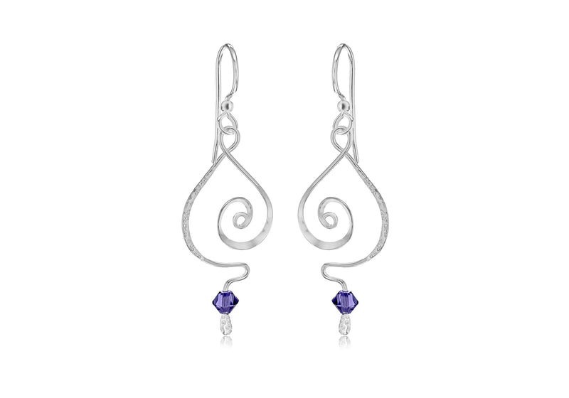 Sterling Silver Tanzanite Crystal Drop Earrings