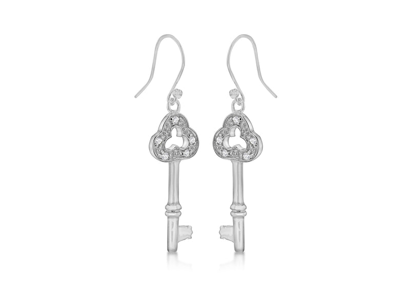 SILVER MEDIUM KEY DROP EARRing