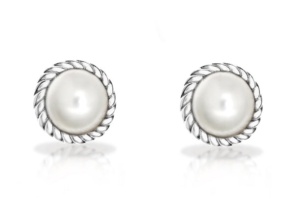 Sterling Silver and Pearl June Birthstone Stud Earrings