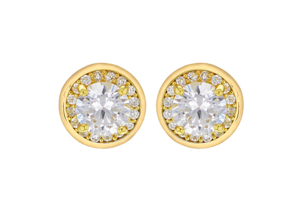 Gold Plated Sterling Silver Zirconia Halo Earrings