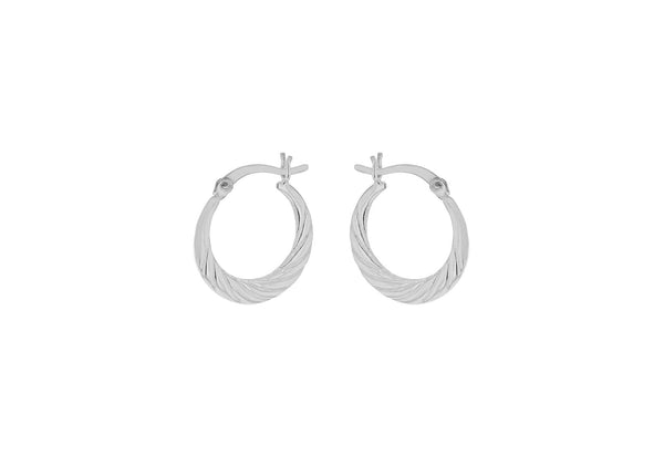 Sterling Silver Rhodium Plated 18.5mm x 19.7mm Twist Creole Earrings