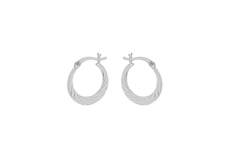 Sterling Silver Rhodium Plated 18.5mm x 19.7mm Twist Creole Earrings