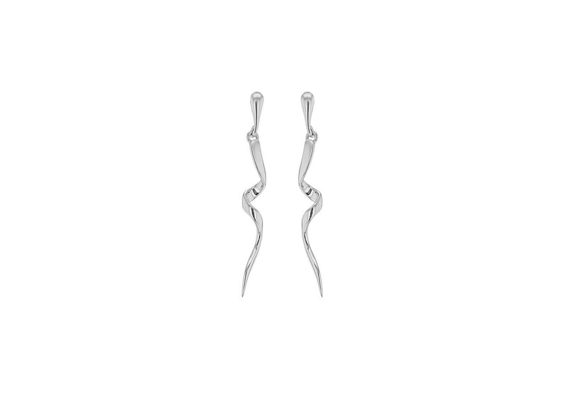 Sterling Silver Rhodium Plated Spiral Drop Earrings