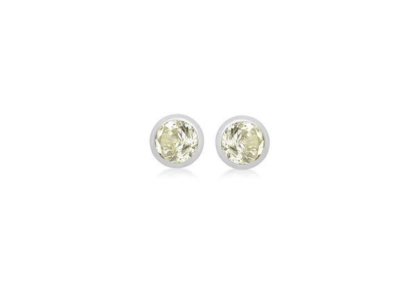 Sterling Silver Light Green 3mm Zirconia  August Birthstone Stud Earrings