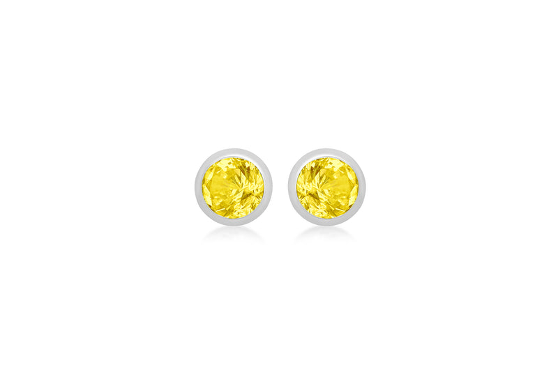 Sterling Silver Yellow Zirconia November Birthstone Stud Earrings