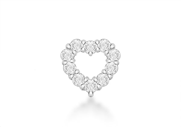 Sterling Silver Zirconia  Heart Slider Pendant