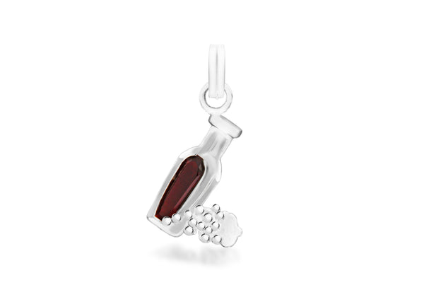 Sterling Silver Red Wine Bottle Pendant