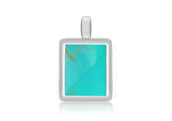 Sterling Silver Large Rectangular Turquoise Pendant