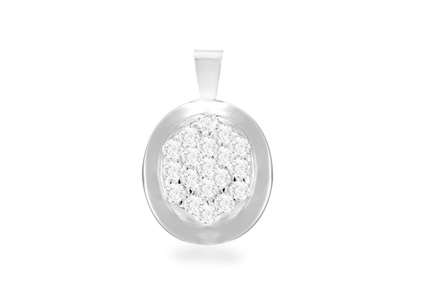 Sterling Silver Oval Zirconia  Cluster Pendant