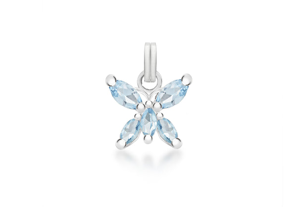 Sterling Silver Blue Zirconia Butterfly Pendant