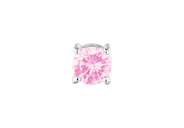 Sterling Silver Pink Round Zirconia Silder Pendant