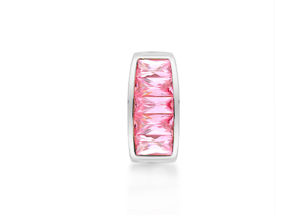 Sterling Silver Pink Zirconia  Barrel Slider Pendant