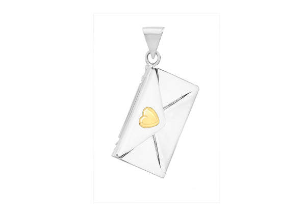 Sterling Silver 2-Tone 14mm x 30mm Envelope Pendant