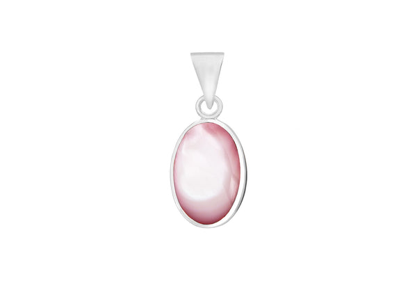 Sterling Silver Pink Mother of Pearl Oval Pendant