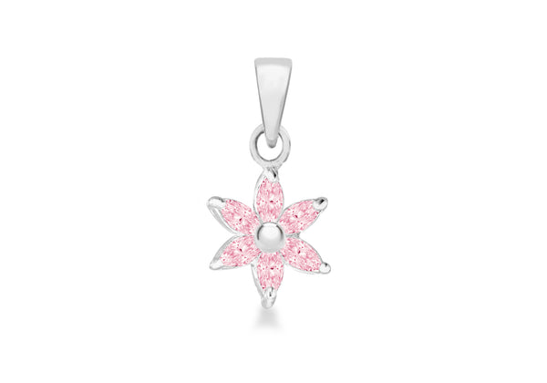 Sterling Silver Pink Zirconia  Flower Pendant