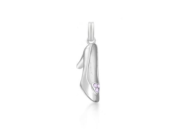 Sterling Silver Pink Zirconia  Shoe Pendant