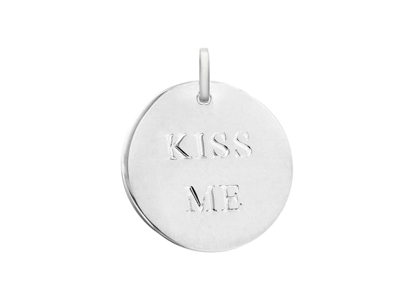 Sterling Silver Kiss Me Disc Pendant