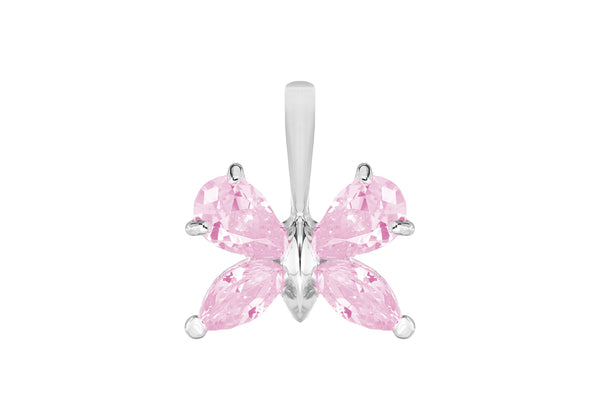 Sterling Silver Pink Zirconia Butterfly Pendant