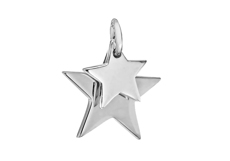 Sterling Silver 14mm x 14mm Double-Star Pendant