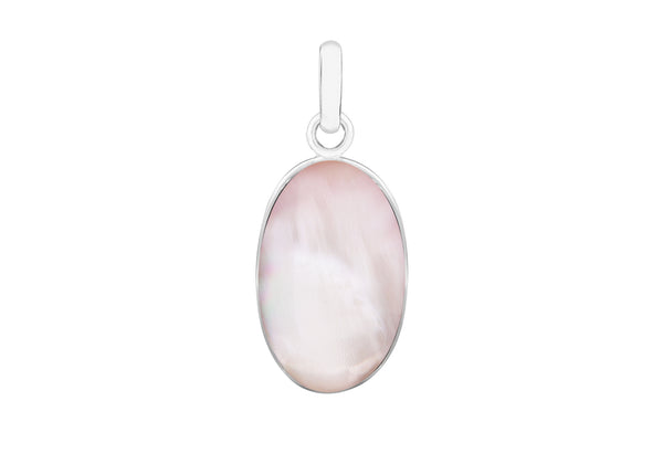 Sterling Silver Oval Pink Mother of Pearl Pendant