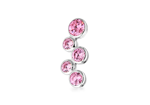 Sterling Silver Graduated Pink Zirconia  Drop Slider Pendant