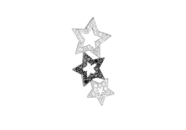 Sterling Silver Zirconia  Triple Star Pendant