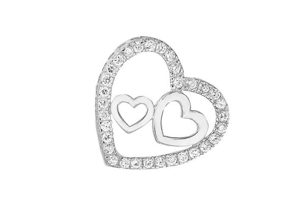 Sterling Silver Zirconia  Triple-Heart Slider Pendant