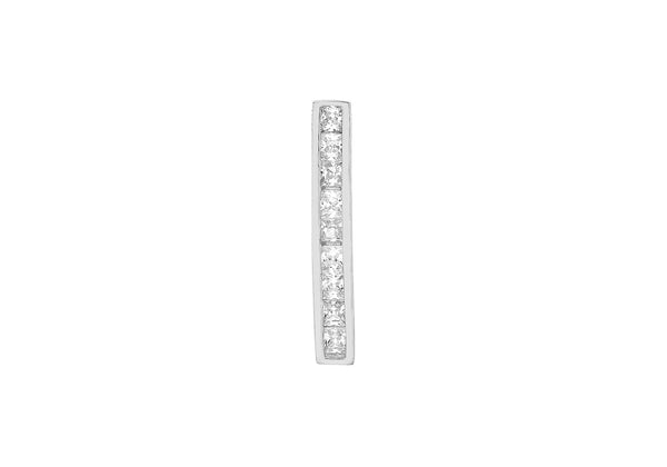 Sterling Silver Rhodium Plated Zirconia  Bar Drop Slider Pendant