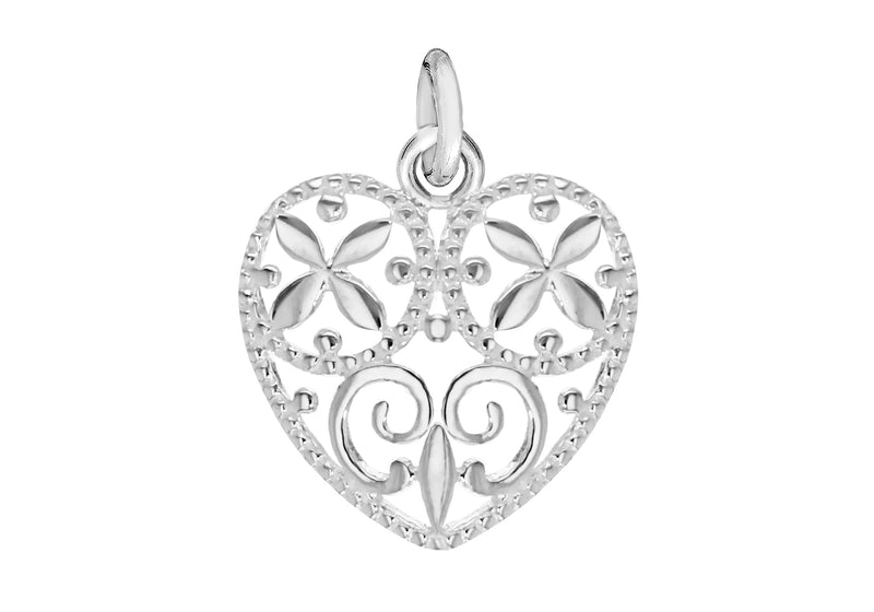 Sterling Silver 16mm x 20mm CutoCut Heart Pendant