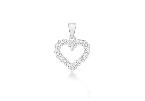 Sterling Silver Zirconia  15mm 21mm Open-Heart Pendant