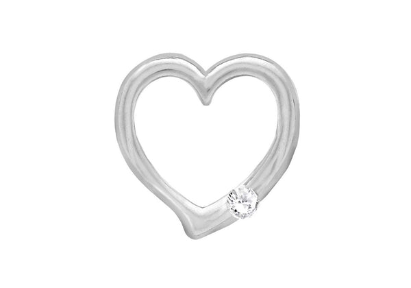 Sterling Silver Zirconia  Floating Heart Pendant