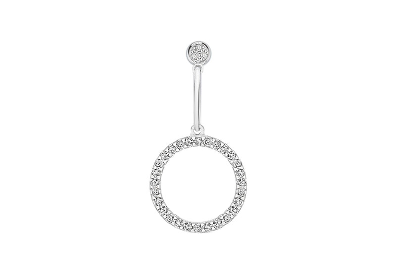 Sterling Silver Zirconia  17.8mm x 36.8mm Ring Drop Pendant