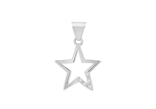 Sterling Silver Zirconia  Set 19mm x 27mm Star Pendant