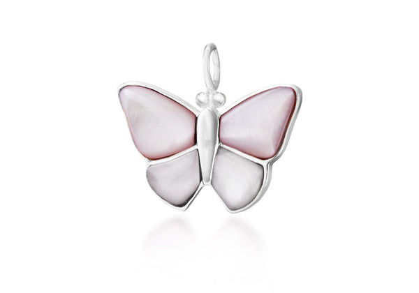 Sterling Silver Mother of Pearl 24mm x 21.4mm BCutterfly Pendant