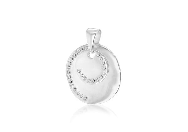 SILVER DOUBLE Zirconia  Disc Pendant