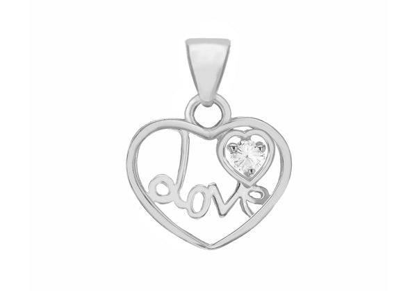 SILVER Zirconia  LOVE Pendant