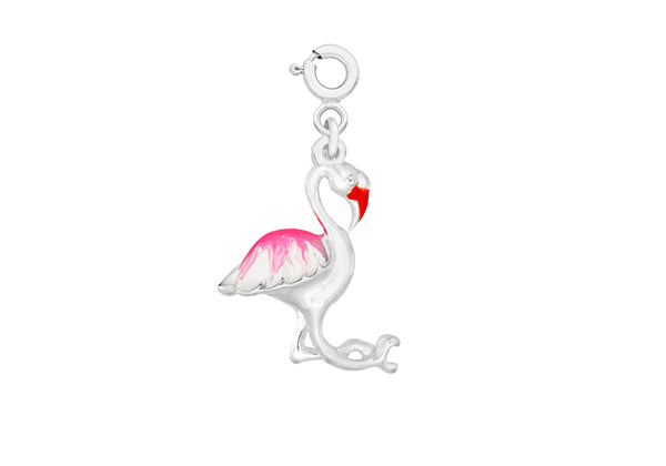 Sterling Silver Flamingo Spring Ring Charm Pendant