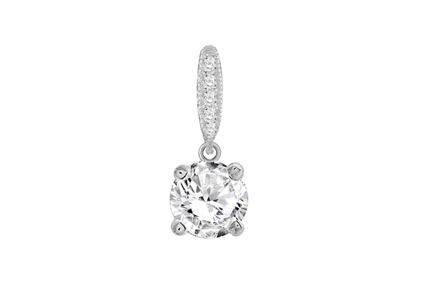 SILVER RHO 8MM ROUND Zirconia  Pendant